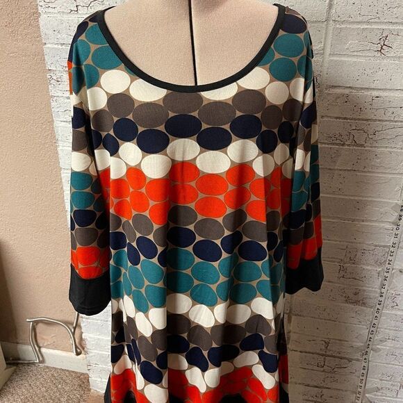 Simply Aster  Bold Contemporary Asymetrical Tunic Blouse L - Picture 1 of 12